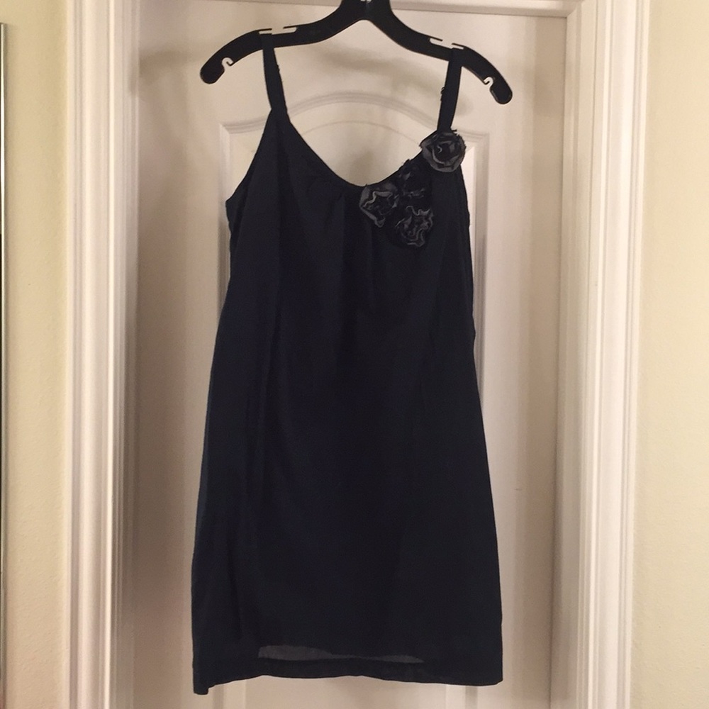 Black cotton slip dress
